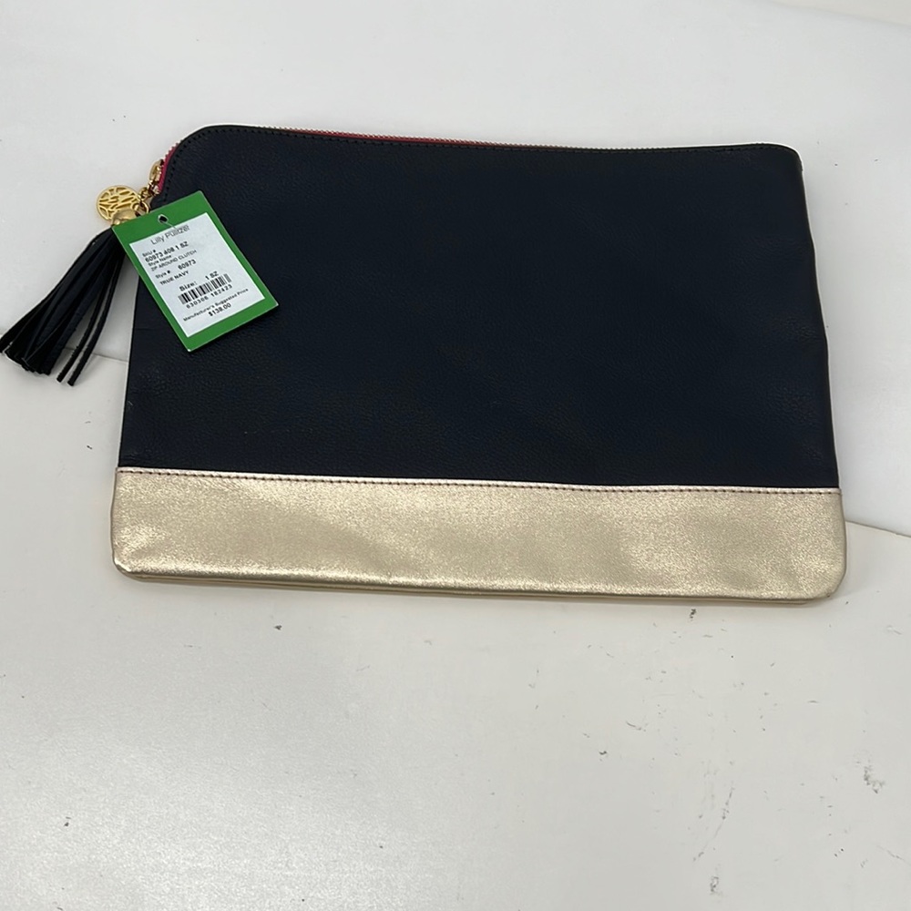 Lilly Pulitzer Blue and Gold Clutch